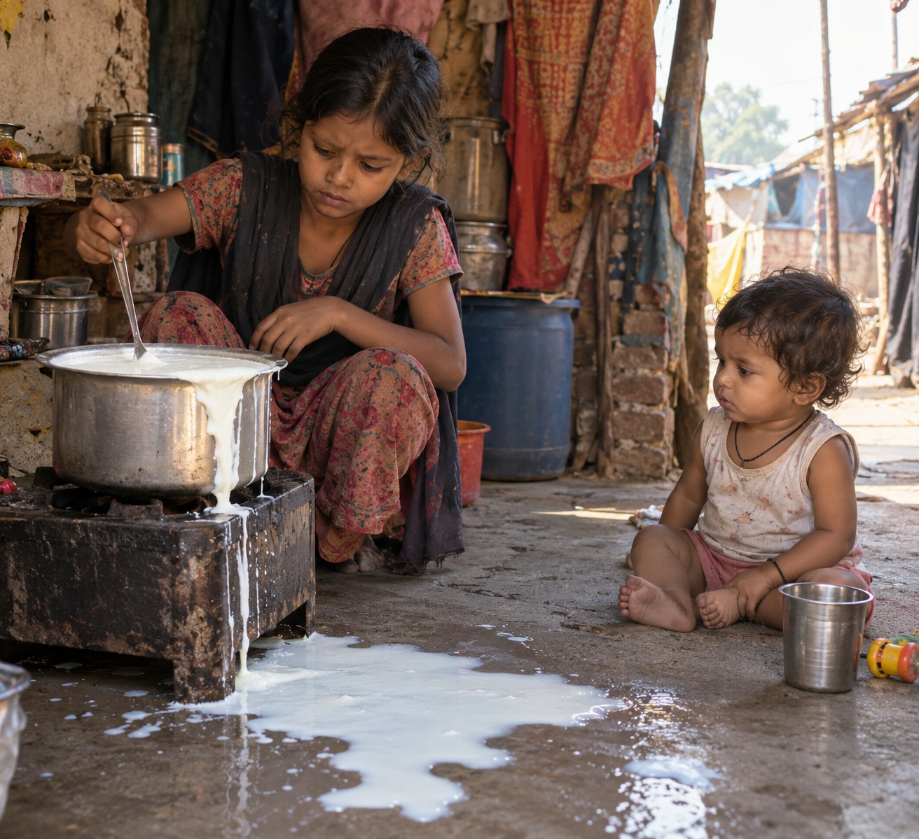 Milk Spill in a Kitchen- Palan Kendra-DGF
