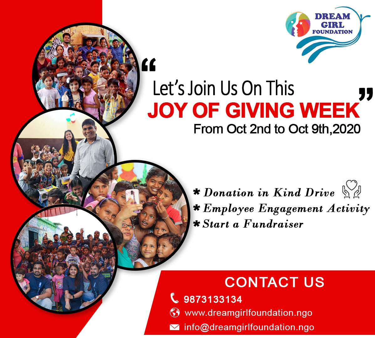 Celebrate Joy of Giving Week Dream Girl Foundation Dream Girl